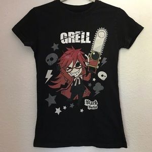 Womens M Grell Black Butler Graphic Tee-Shirt